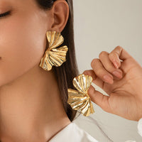 Thumbnail for Geometric Abstract Lotus Leaf Earrings - ArtGalleryZen