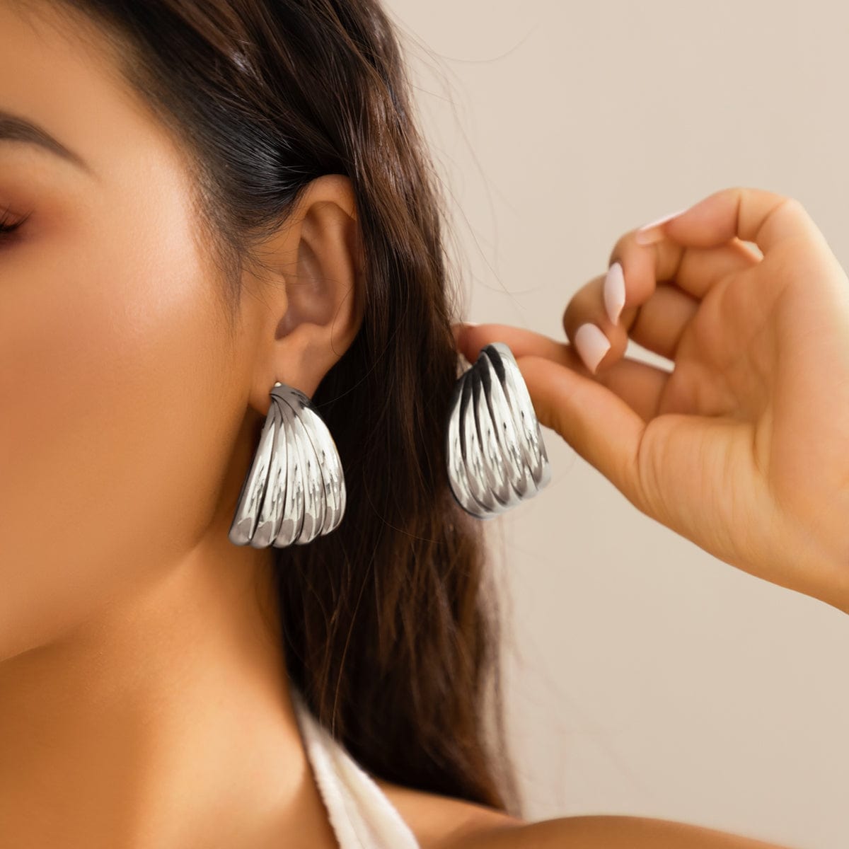 Geometric Abstract Pattern Hoop Earrings - ArtGalleryZen