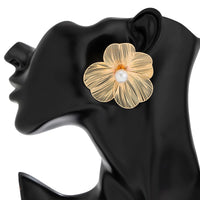 Thumbnail for Geometric Abstract Pearl Floral Pattern Earrings - ArtGalleryZen