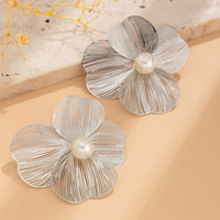 Thumbnail for Geometric Abstract Pearl Floral Pattern Earrings - ArtGalleryZen