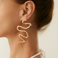 Thumbnail for Geometric Abstract Snake Earrings - ArtGalleryZen