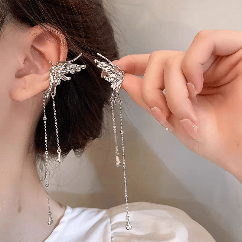 Geometric Angel Wings Butterfly Dangle Earrings - ArtGalleryZen