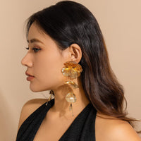 Thumbnail for Geometric Chunky Abstract Floral Tassel Earrings - ArtGalleryZen