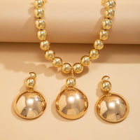 Thumbnail for Geometric Chunky Round Pendant Ball Chain Necklace Earrings Set - ArtGalleryZen