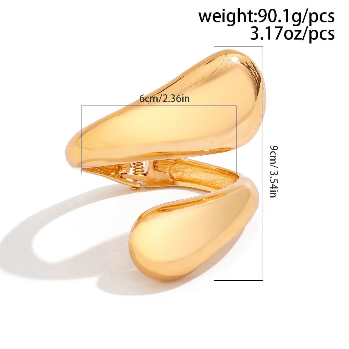 Geometric Chunky Gold Silver Plated Glossy Open Bangle Bracelet - ArtGalleryZen