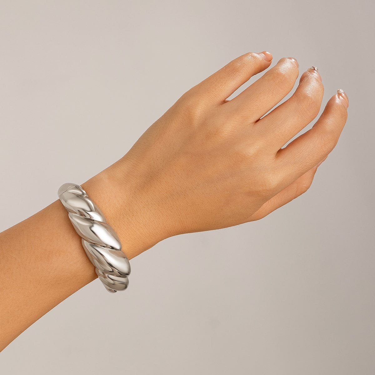 Geometric Chunky Gold Silver Plated Water Ripple Bangle Bracelet - ArtGalleryZen