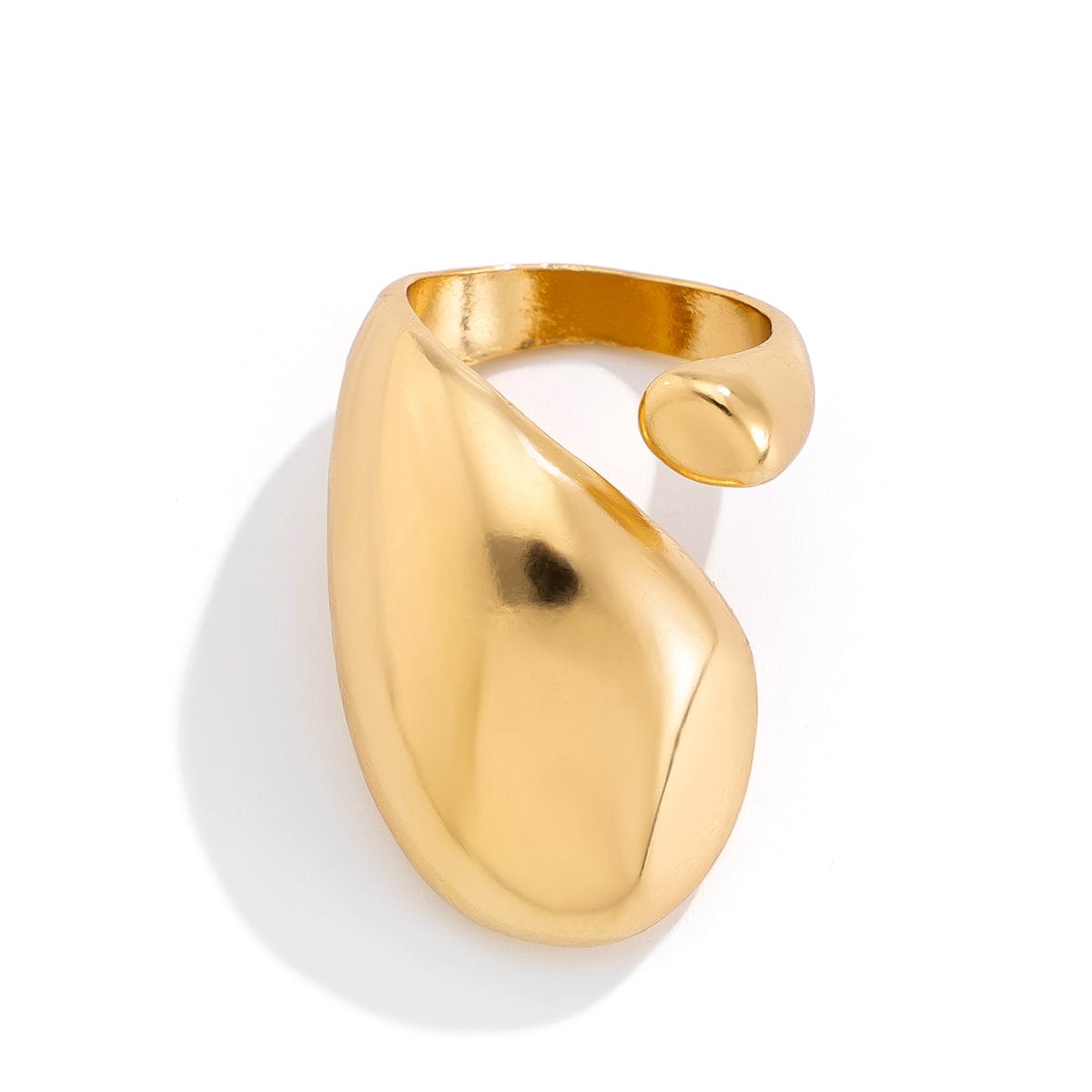 Geometric Chunky Gold Silver Plated Waterdrop Open Ring - ArtGalleryZen