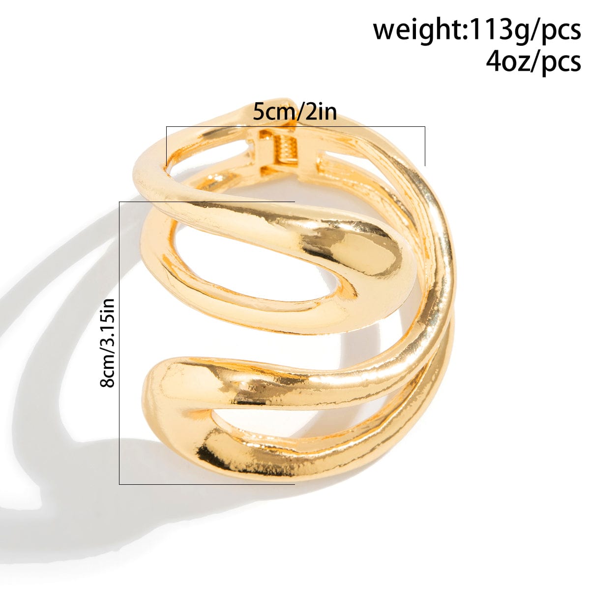 Geometric Chunky Gold Silver Tone Irregular Hoop Bangle Bracelet - ArtGalleryZen
