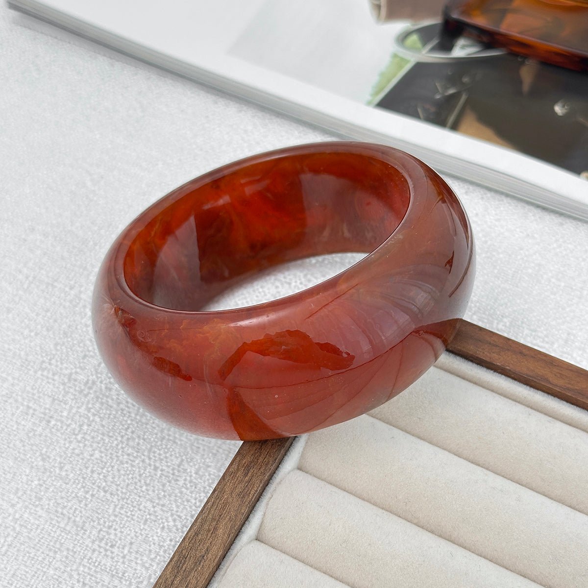 Geometric Chunky Gradient Resin Bangle Bracelet - ArtGalleryZen