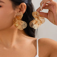Thumbnail for Geometric Chunky Hollow Ginkgo Leaf Earrings - ArtGalleryZen