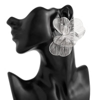 Thumbnail for Geometric Chunky Hollow Ginkgo Leaf Earrings - ArtGalleryZen
