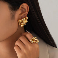 Thumbnail for Geometric Chunky Irregular Beads Earrings Ring Set - ArtGalleryZen