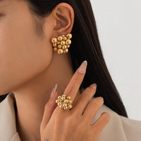 Thumbnail for Geometric Chunky Irregular Beads Earrings Ring Set - ArtGalleryZen