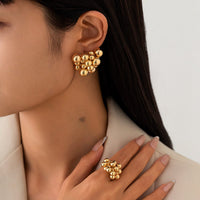 Thumbnail for Geometric Chunky Irregular Beads Earrings Ring Set - ArtGalleryZen