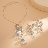 Thumbnail for Geometric Chunky Leaf Pendant Y Necklace Earrings Set - ArtGalleryZen