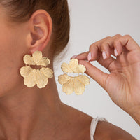Thumbnail for Geometric Chunky Petal Dangle Flower Earrings - ArtGalleryZen