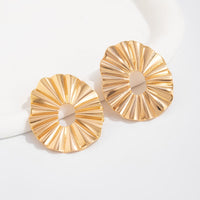 Thumbnail for Geometric Chunky Pleated Hoop Stud Earrings - ArtGalleryZen