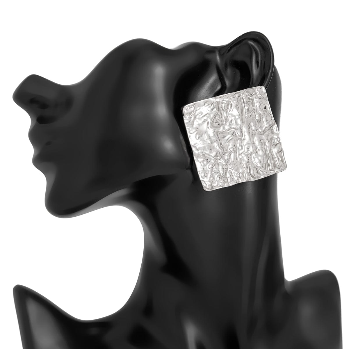 Geometric Chunky Pleated Square Stud Earrings - ArtGalleryZen