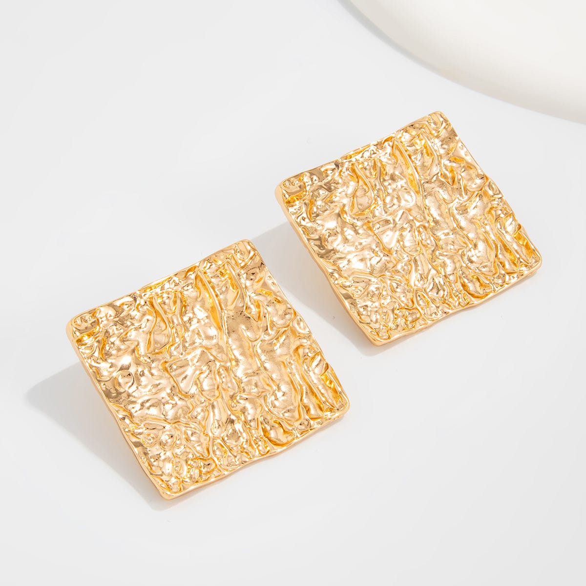 Geometric Chunky Pleated Square Stud Earrings - ArtGalleryZen
