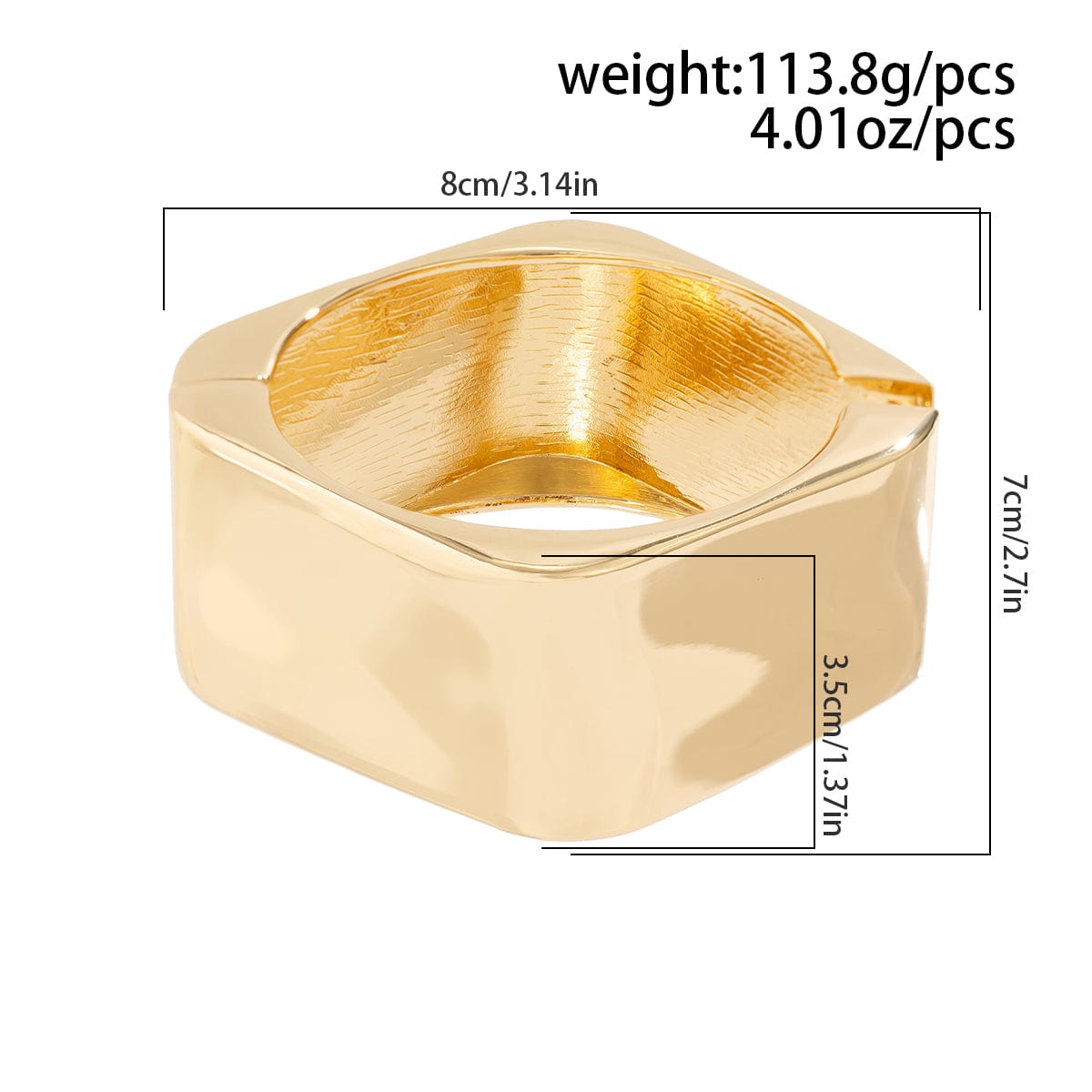 Geometric Chunky Square Wide Cuff Bangle Bracelet - ArtGalleryZen