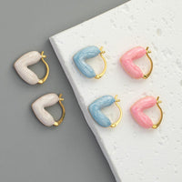 Thumbnail for Geometric Colorful Enamel Heart Earrings - ArtGalleryZen