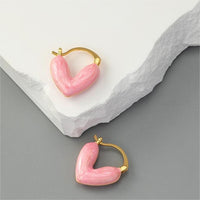 Thumbnail for Geometric Colorful Enamel Heart Earrings - ArtGalleryZen