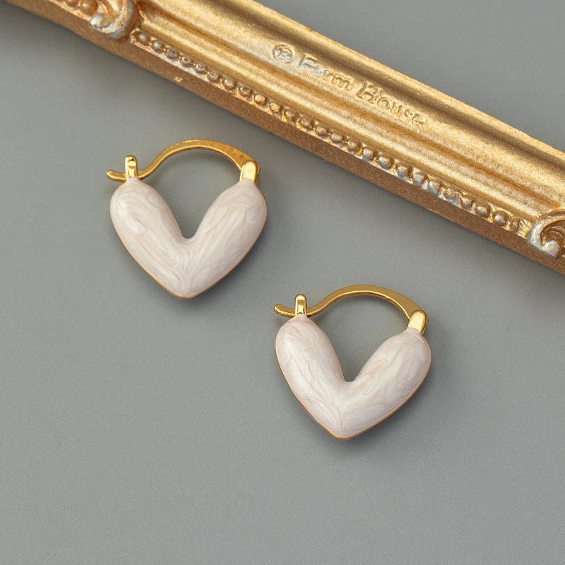 Geometric Colorful Enamel Heart Earrings - ArtGalleryZen