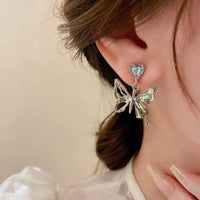 Thumbnail for Geometric Crystal Inlaid Dangling Butterfly Earrings - ArtGalleryZen
