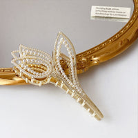 Thumbnail for Geometric Crystal Pearl Inlaid Tulip Chignon Claw Clip Hair Clip - ArtGalleryZen