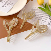 Thumbnail for Geometric Crystal Pearl Inlaid Tulip Chignon Claw Clip Hair Clip - ArtGalleryZen