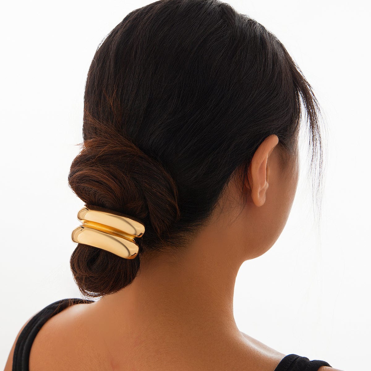 Geometric Curved Metallic Elastic Hair Tie - ArtGalleryZen
