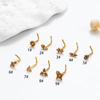 Thumbnail for Geometric CZ Inlaid Beads Nose Piercing Nose Stud - ArtGalleryZen