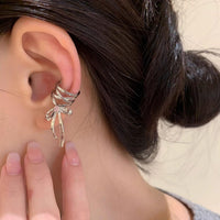 Thumbnail for Geometric CZ Inliad Ribbon Bowknot Ear Wrap Earrings - ArtGalleryZen