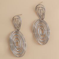 Thumbnail for Geometric Dangling Spiral Oval Stud Earrings - ArtGalleryZen