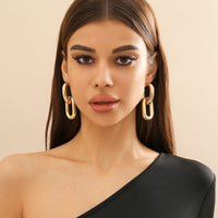 Thumbnail for Geometric Double Oval Link Dangle Earrings - ArtGalleryZen