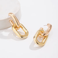 Thumbnail for Geometric Double Oval Link Dangle Earrings - ArtGalleryZen