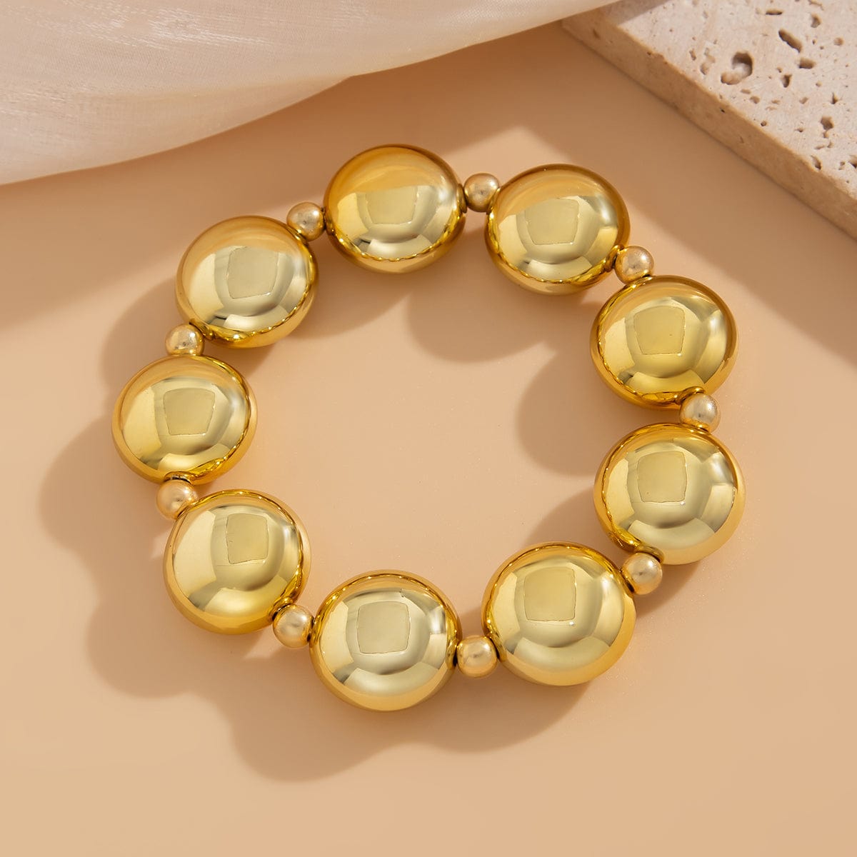 Geometric Glossy Flat Round Bead Necklace Bracelet - ArtGalleryZen