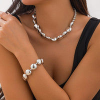 Thumbnail for Geometric Glossy Flat Round Bead Necklace Bracelet - ArtGalleryZen