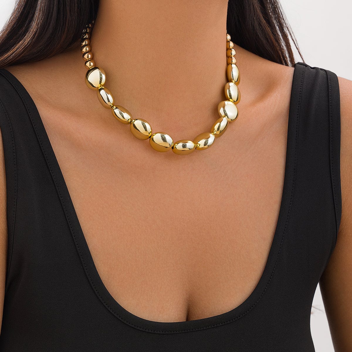 Geometric Glossy Flat Round Bead Necklace Bracelet - ArtGalleryZen