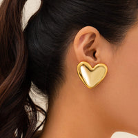 Thumbnail for Chic Gold Plated Glossy Large Heart Earrings - ArtGalleryZen