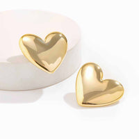 Thumbnail for Chic Gold Plated Glossy Large Heart Earrings - ArtGalleryZen