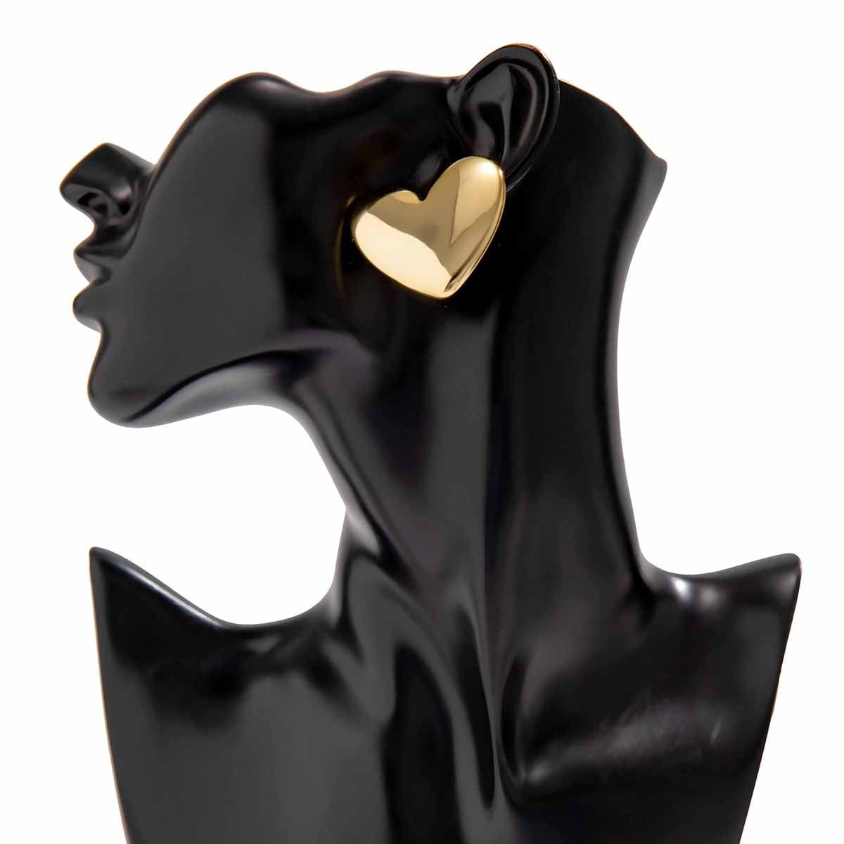 Chic Gold Plated Glossy Large Heart Earrings - ArtGalleryZen