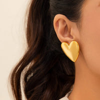 Thumbnail for Chic Gold Plated Glossy Large Heart Earrings - ArtGalleryZen