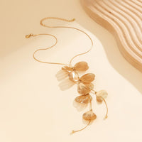 Thumbnail for Geometric Gold Plated Leaf Pendant Y Necklace - ArtGalleryZen
