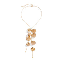 Thumbnail for Geometric Gold Plated Leaf Pendant Y Necklace - ArtGalleryZen