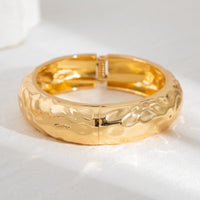 Thumbnail for Geometric Gold Silver Plated Glossy Textured Bangle Bracelet - ArtGalleryZen