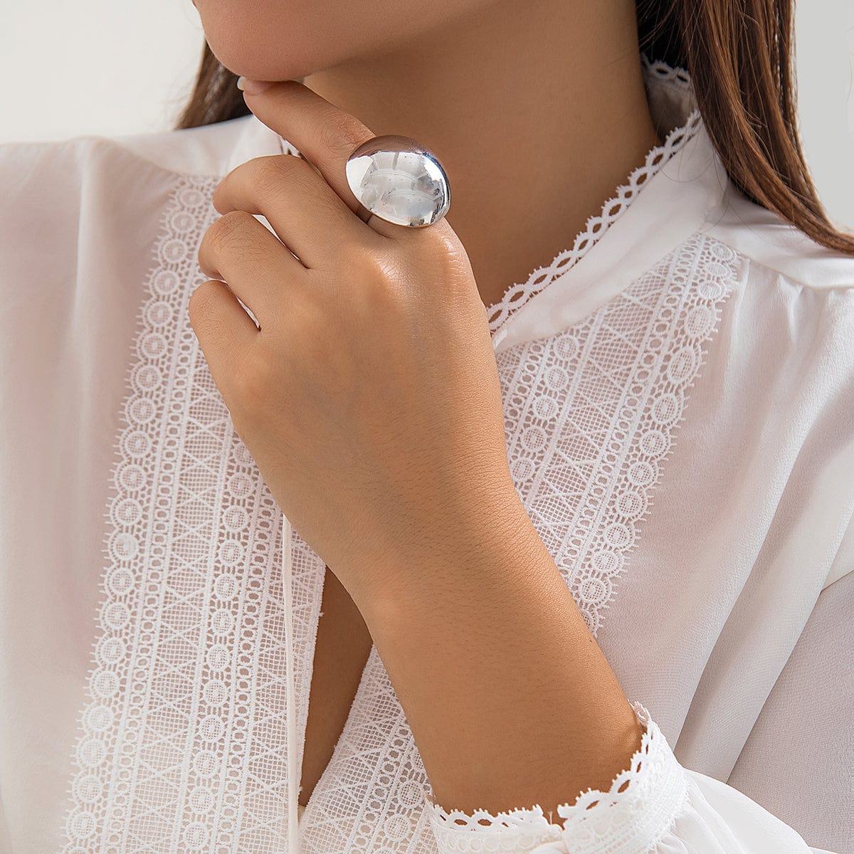 Geometric Gold Silver Plated Half Ball Open Ring - ArtGalleryZen