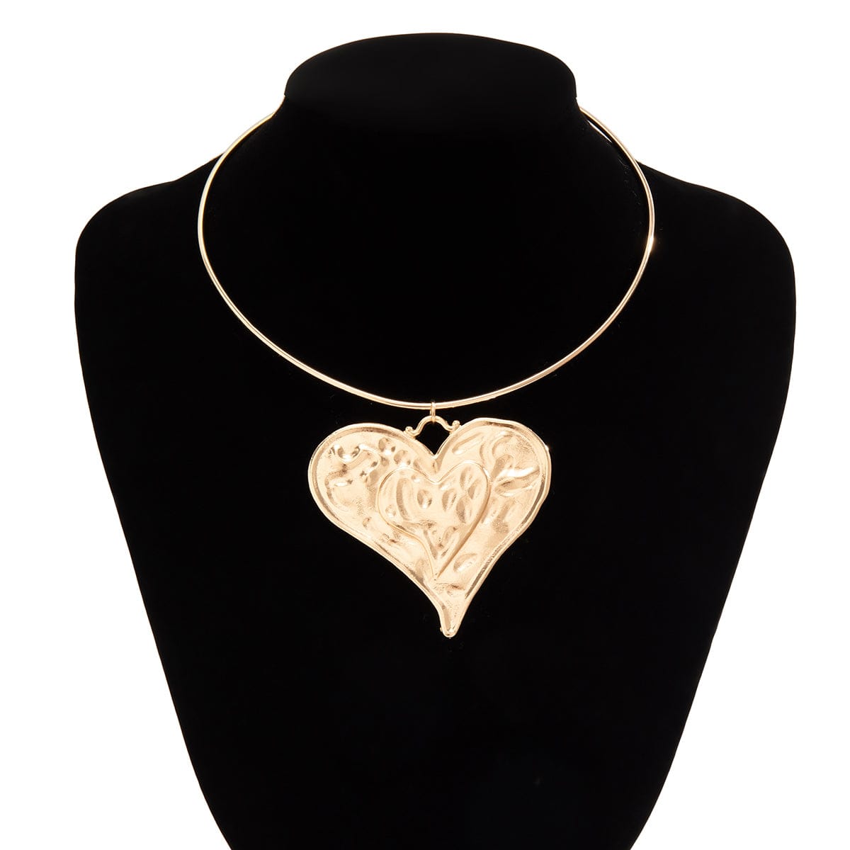 Geometric Gold Silver Plated Heart Pendant Necklace - ArtGalleryZen