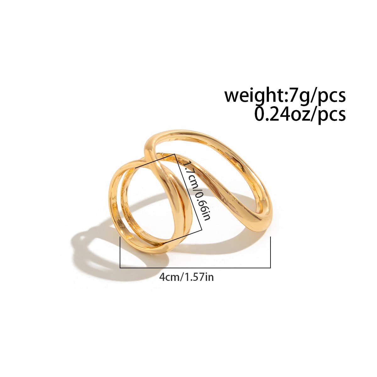 Geometric Gold Silver Plated Hollow Ring Set - ArtGalleryZen
