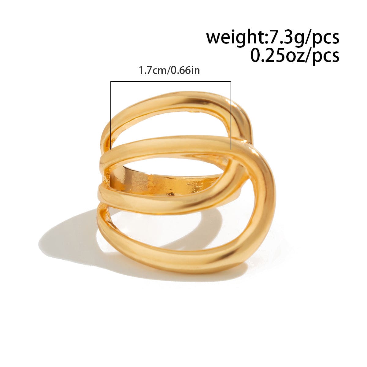 Geometric Gold Silver Plated Hollow Ring Set - ArtGalleryZen